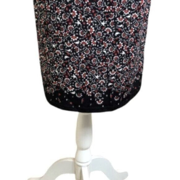 Max Studio Black & Red Floral Print Boho Business Casual Dress Large - Picture 6 of 8